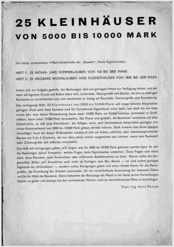 Digitalisate 25 Kleinhäuser [1934-1941]